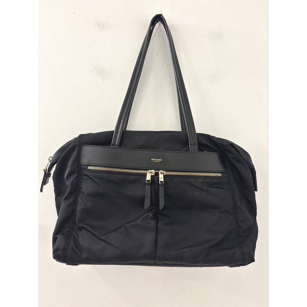 Knomo Black‎ Double Handle Shoulder Tote Bag In Nylon Black Travel